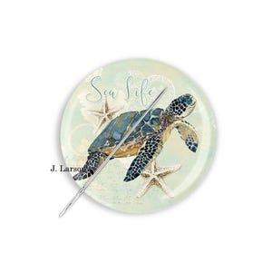 Sea Turtle Needle Minder, Ocean Needle Minder, Coastal Needle Magnet, Turtle Cross Stitch, Needle Minder