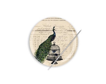Peacock Needle Minder, Peacock Cross Stitch, Peacock Magnet, Peacock Needle Magnet, Peacock Needle Keeper