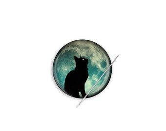 Cat Needle Minder, Moon Needle Minder, Cat and Moon Needle Minder, Cat Needle Magnet, Cat Needle Keeper