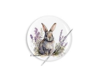Rabbit Needle Minder, Needle Minder, Cross Stitch Needle Minder Rabbit flowers Needle Minder, Cross Stitch Needle Minder