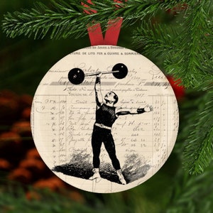 Weightlifting Christmas Ornament, Circus Christmas Ornament, Weightlifting Gift, Christmas Ornament,