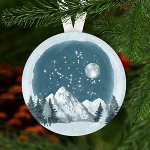 Mountain Christmas Ornament, Hiking Ornament Secret Santa Gift, Stocking Stuffer,  Christmas Ornament,