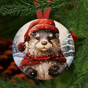 Otter Christmas Ornament, Secret Santa Gift, Stocking Stuffer, Otter Christmas Ornament, Otter Gift
