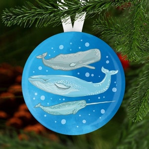 Whale Christmas Ornament, Secret Santa, Stocking Stuffer,  Christmas Ornament, Whale Gift