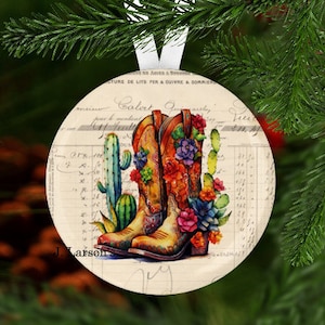 Western Christmas Ornament, Secret Santa, Western Boots Ornament, Cowboy Ornament, Western Christmas