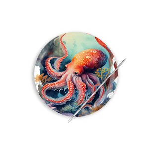 Octopus Needle Minder, Ocean Needle Minder, Coastal Needle Magnet, Octopus Cross Stitch, Needle Minder