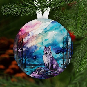 Wolf Christmas Ornament, Secret Santa Gift, Stocking Stuffer, Christmas Ornament, Wolf Ornament, Wolf gift