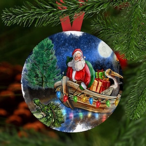 Louisiana Ornament, Louisiana Christmas Ornament, Swamp Christmas Ornament, Louisiana Gift, Louisiana Christmas Gift, Santa Ornament