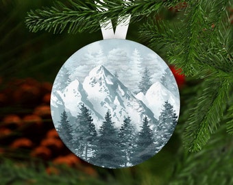 Mountain Christmas Ornament, Hiking Ornament Secret Santa Gift, Stocking Stuffer, Christmas Ornament,