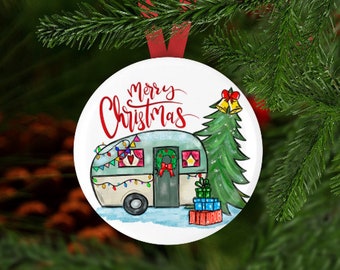 Camping Christmas Ornament, Secret Santa, Camping Stocking Stuffer, Christmas Ornament, Travel Trailer Gift, Camping Ornament, Camping Gift