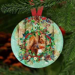 Squirrel Ornament, Squirrel Christmas Ornament, Squirrel Gift, Christmas Ornament,