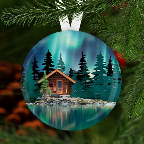 Outdoor Christmas Ornament, Northern Lights Ornament, Hiking Ornament Secret Santa Gift, Stocking Stuffer, Christmas Ornament, Outdoor Gift