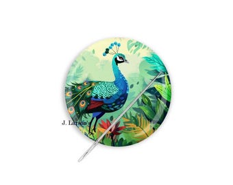 Needle Minder, Needle Keeper, Peacock Needle Minder, Peacock Cross Stitch Needle Minder, Peacock Needle Nanny,  Peacock