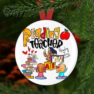 Reading Teacher Ornament, Reading Teacher Gift, Teacher Gift, Teacher Secret Santa Gift, Teacher