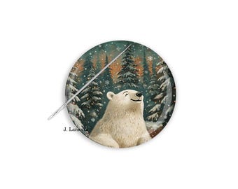 Polar Bear Needle Minder, Polar Bear Cross Stitch Needle Minder, Polar Bear Needle Nanny, Winter Needle Minder