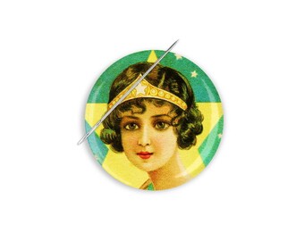 Needle Minder, Girl Needle Minder, Art Deco Needle Minder, Magnet for Needle, Cross Stitch Needle Minder