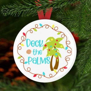 Palm Tree Christmas Ornament, Santa Ornament, Secret Santa Gift, Santa Stocking Stuffer, Christmas Ornament, Beach Ornament, Beach Christmas