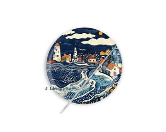 Needle Minder, Needle Keeper, Boat Needle Minder, Cross Stitch Needle Minder, Harbor Needle Nanny, Harbor Cross Stitch Needle Minder