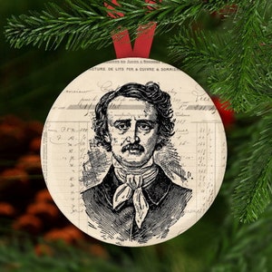 Edgar Allan Poe Christmas Ornament, Edgar Allan Poe Gift, Writer Christmas Ornament, Edgar Allan Poe