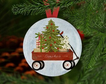 Christmas Ornament, Wagon Ornament, Secret Santa Gift, Stocking Stuffer, Christmas Ornament, Wagon Christmas Gift