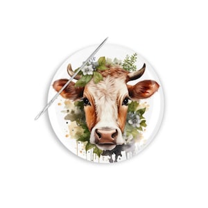 Needle Minder, Needle Keeper, Cow Needle Minder, Cross Stitch Needle Minder, Farmhouse Needle Minder, Primitive Needle Minder