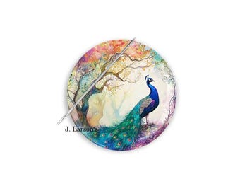 Needle Minder, Needle Keeper, Peacock Needle Minder, Peacock Cross Stitch Needle Minder, Needle Minder for Cross Stitch