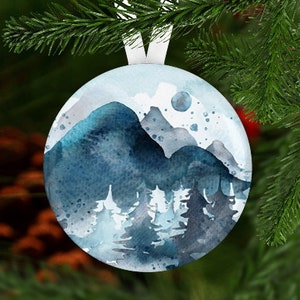 Mountain Christmas Ornament, Hiking Ornament Secret Santa Gift, Stocking Stuffer,  Christmas Ornament,