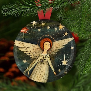 Angel Christmas Ornament, Folk Christmas Ornament, Folk Art Angel Christmas Ornament, Secret Santa, Stocking Stuffer