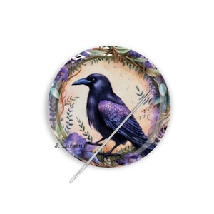 Raven Needle Minder, Crow Cross Stitch Minder, Needle Nanny, Needle Keeper, Blackbird Needle Minder
