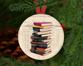 Book Ornament, Literary Christmas Ornament, Librarian Gift, Gift for Librarian, Book Lover Gift Christmas, Secret Santa, Teacher Gift