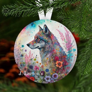 Wolf Christmas Ornament, Secret Santa Gift, Stocking Stuffer, Christmas Ornament, Wolf Ornament, Wolf gift