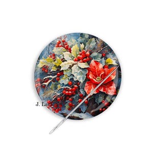 Winter Needle Minder, Christmas Needle Minder, Needle Minder, Needle Nanny, Poinsettia Needle Minder