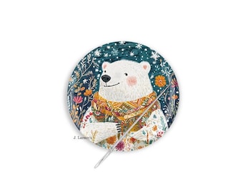Polar Bear Needle Minder, Polar Bear Cross Stitch Needle Minder, Polar Bear Needle Nanny, Winter Needle Minder, Christmas Needle Minder