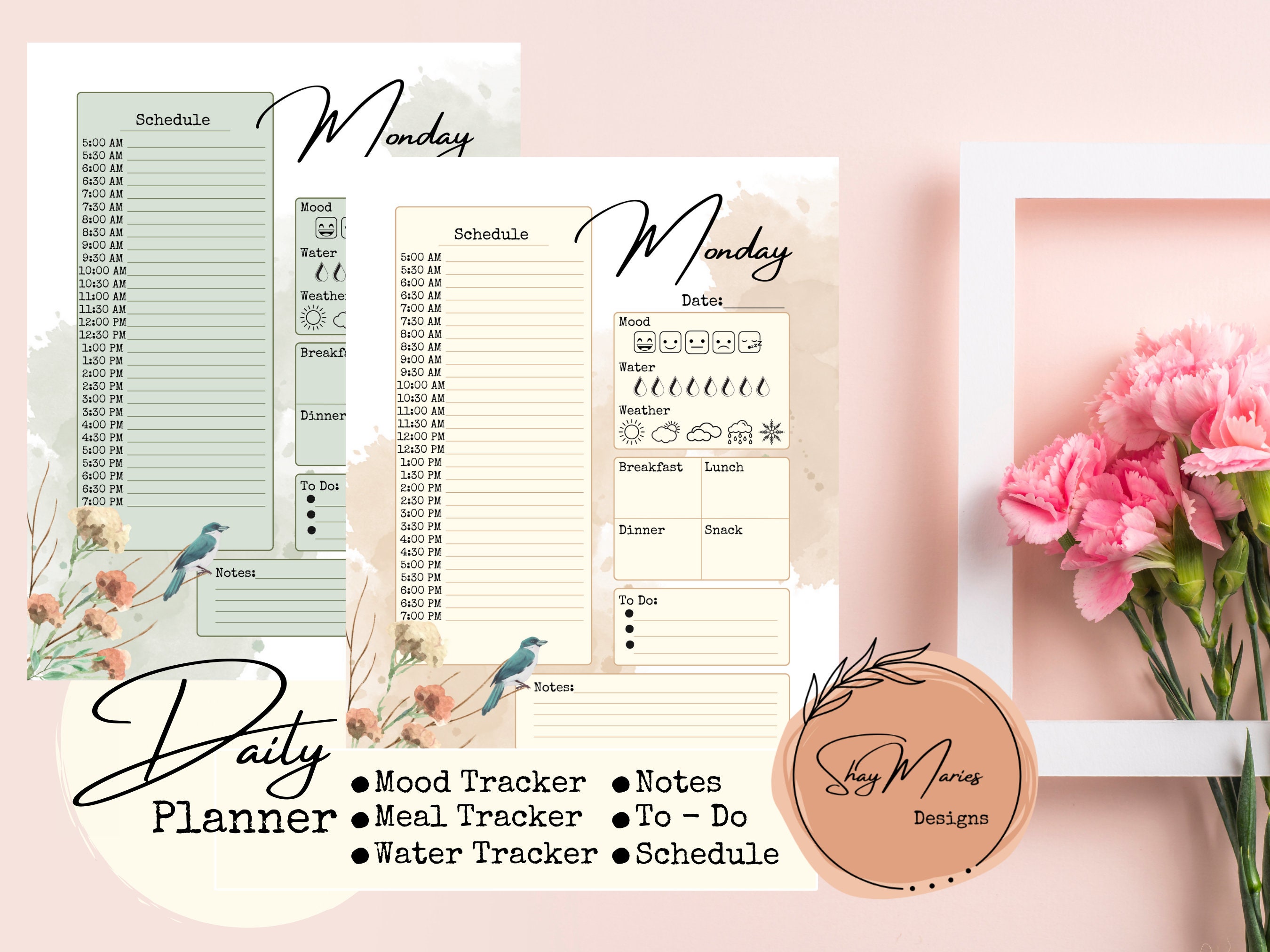Printable Planner Watercolor Bird Bundle - Instant Digital Download ...