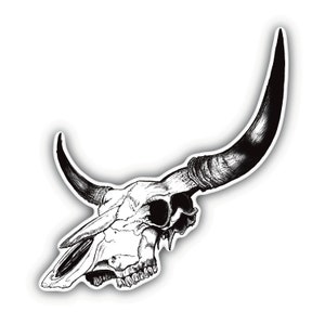 Long Horn Steer Bull Skull Vinyl Decal Sticker Team Roping Water bottle Computer  Laptop Truck Cooler Scrapbook RV Horse Trailer