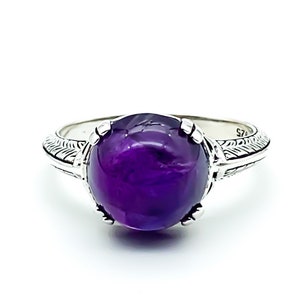 Art Deco Sterling Silver Amethyst Ring/ Art Deco Style Ring/ Antique Style Sterling Ring/ Sterling Silver Amethyst Ring/ Pools of Light