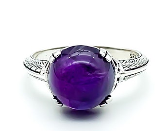 Art Deco Sterling Silver Amethyst Ring/ Art Deco Style Ring/ Antique Style Sterling Ring/ Sterling Silver Amethyst Ring/ Pools of Light