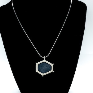 Vintage Modernist Sterling Silver Pendant Necklace 17&quot;/ Modernist Sterling Necklace/ Sterling Geometric Pendant Necklace/ Modernist Pendant