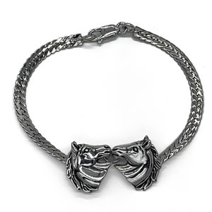 Vintage Sterling Silber Reiter Pferdekopf Kettenarmband 18,8 cm / Sterling Silber Pferdekopf Armband / Sterling Silber Pferd Schmuck