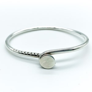 Vintage  Modernist Sterling Silver Nail Bangle Bracelet 7"/ Sterling Silver Punk Nail Bangle Bracelet/ Sterling Silver Hardware Jewelry