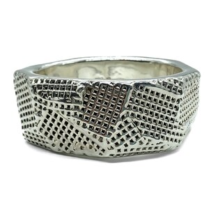 Vintage Brutalist Sterling Silver Textured Wide Bangle Bracelet 8"/ Heavy Sterling Silver Bangle Bracelet/ Abstract Sterling Bangle Bracelet