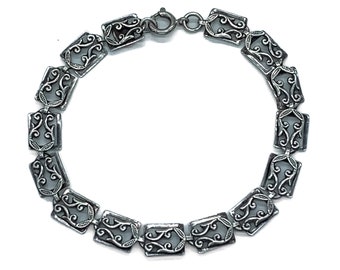 Bracelet Vintage Plaqué Argent Pierre Lorion & Sylvia Karels - Années 80, Longueur 17-18 Cm