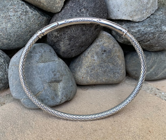 Vintage Chamilia Sterling Silver Crosshatch Bangle Bracelet 7"/ Sterling Silver Bangle/ Sterling Silver Bracelet/ Vintage Sterling Bangle