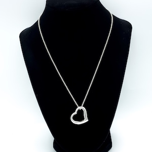 Vintage Sterling Silver Heart Charm Pendant Necklace 17&quot;/ Sterling Silver Heart Necklace/ Sterling Silver Heart Pendant/ 925 Heart Charm