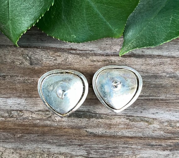 Boucles D'oreilles Clips En Argent 925 Avec Jaspe Rouge - Style Moderniste