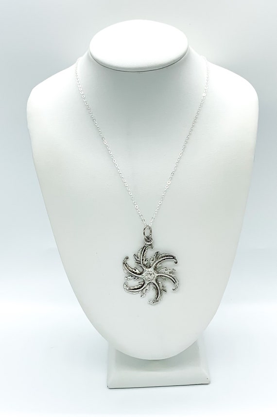 Antique Art Nouveau Sterling Silver Whirl Flower … - image 5