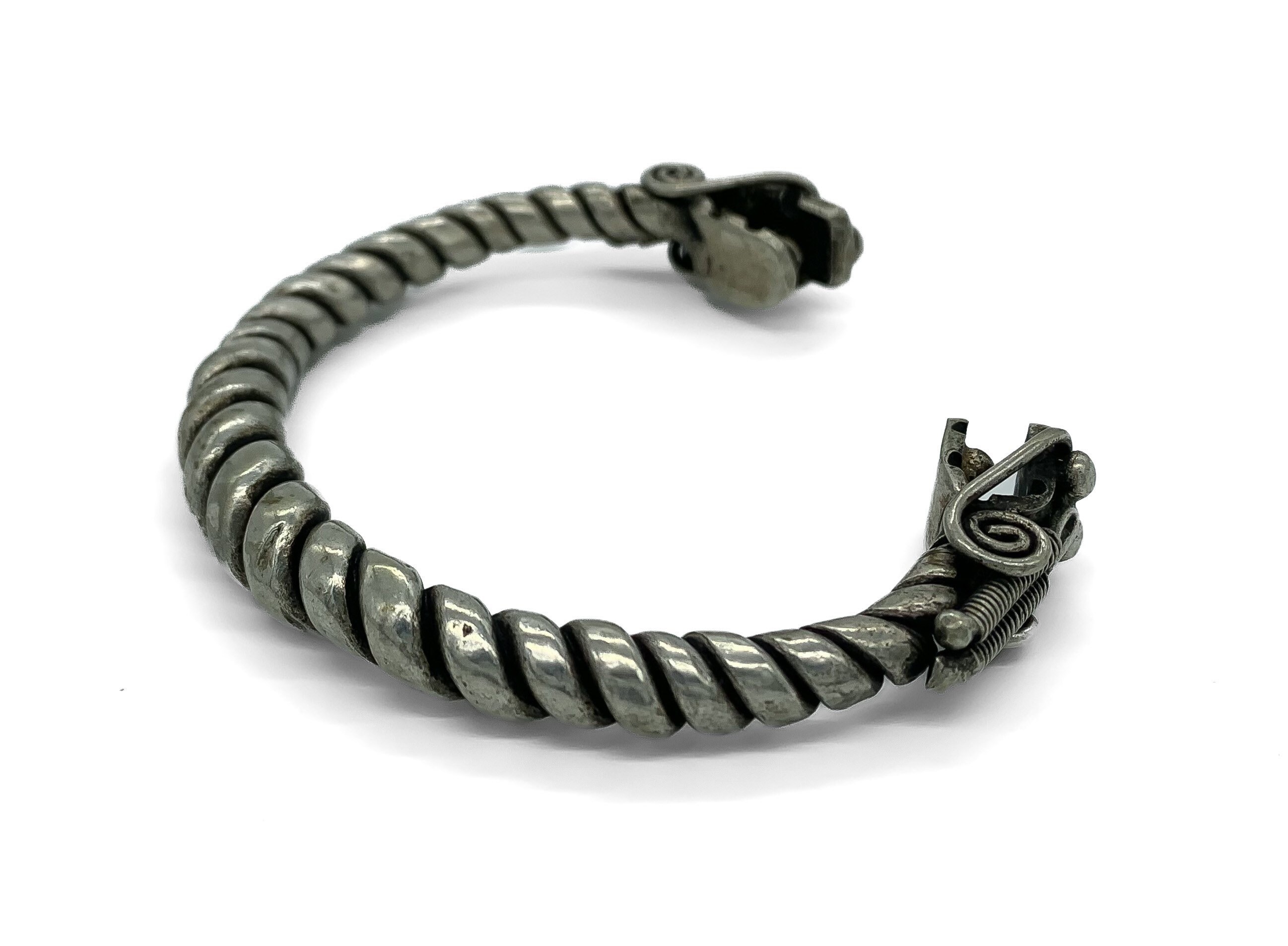 ヴィンテージ 中国龍頭 スターリングシルバー メッキ バングル