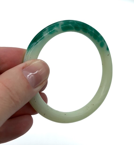 Antique Art Deco Peking Jade Art Glass Bangle Bra… - image 6