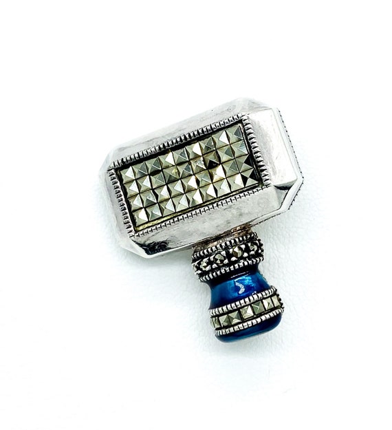 Antique Art Deco Sterling Silver Enamel Marcasite 