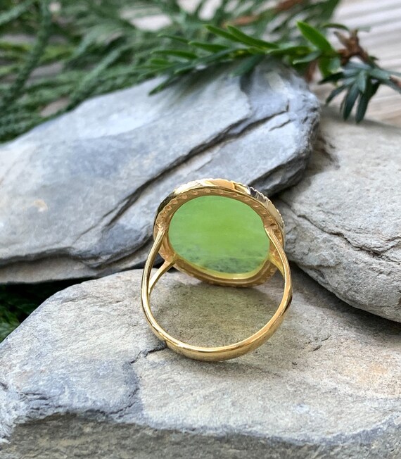 14k Yellow Gold Sterling Silver Green Calcite Pave White Sapphire